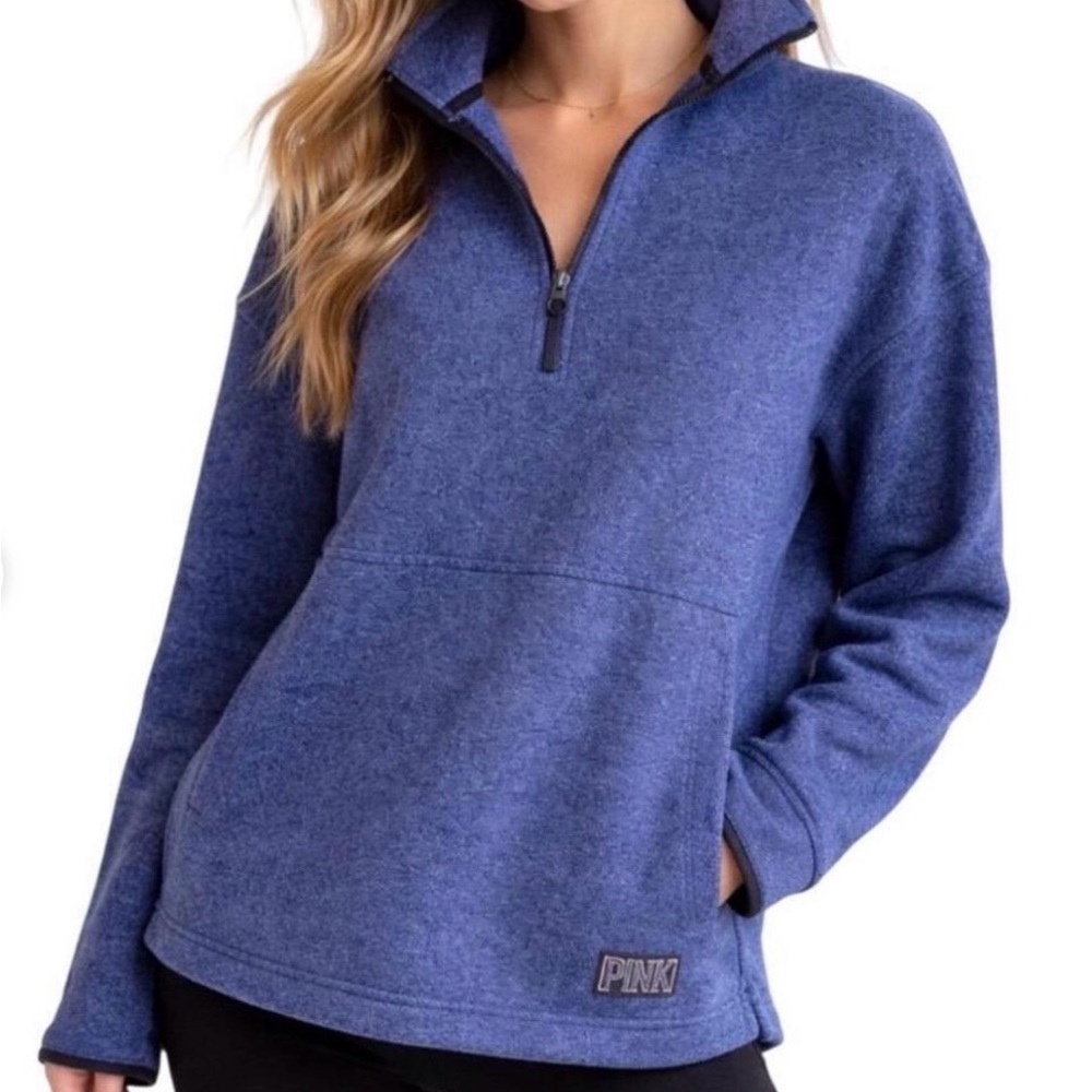 PINK Victoria's Secret Blue Quarter-Zip Sweatshirt